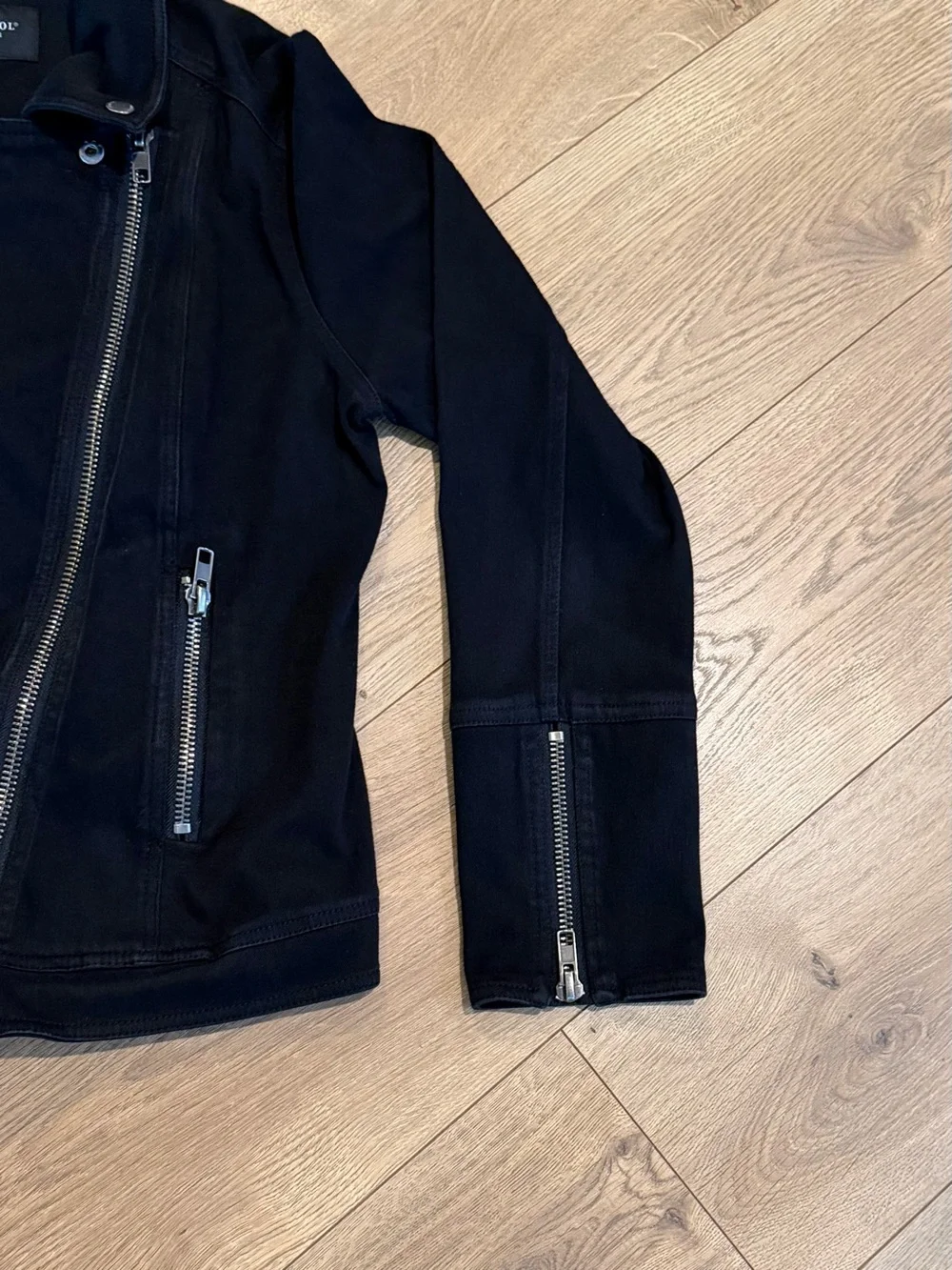 Liverpool LA Woman's Black Biker Moto Jacket Full Zip Long Sleeve Size L